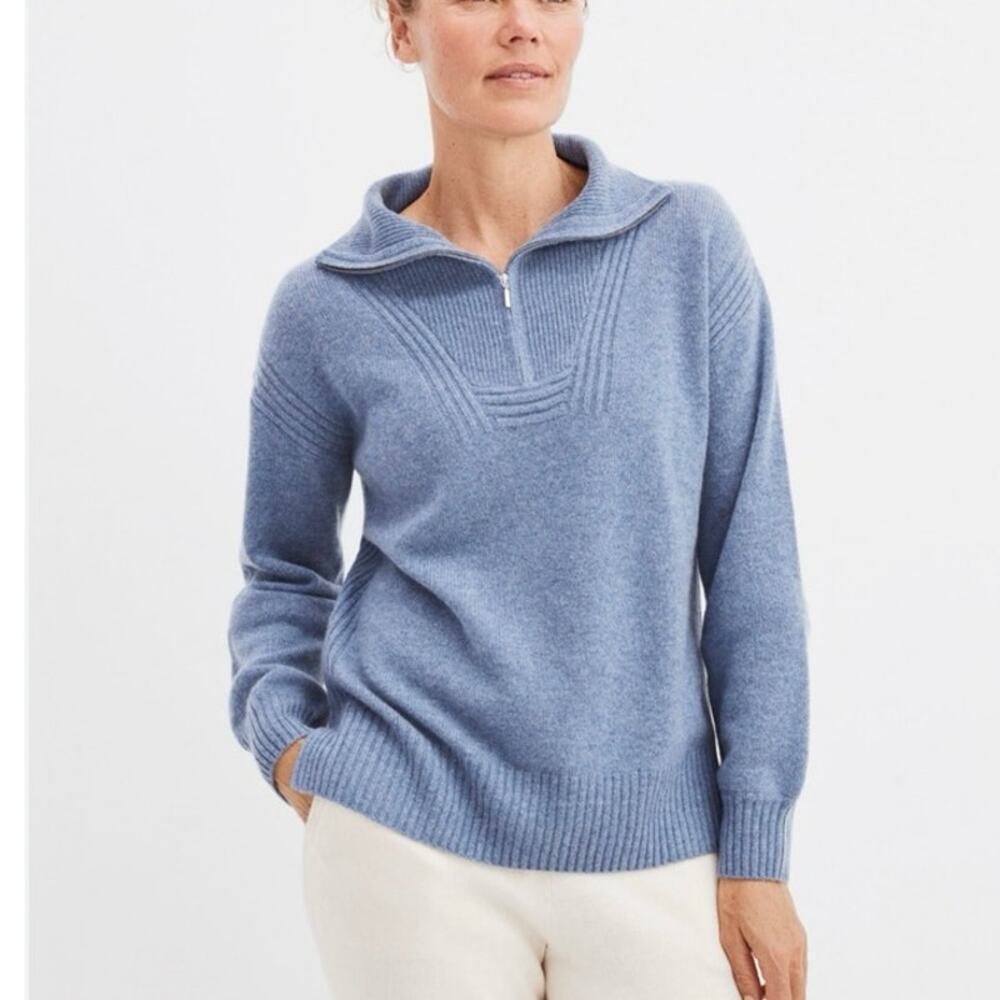 Haven well within Cashmere Half-Zip Pullover blue size large